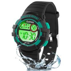 Edillas Kinderuhr Mädchen Jungen Digital,7 Farben Licht Digital Armbanduhr für Kinder wasserdichte Sport Outdoor Multifunktionale digital Uhren mit Stoppuhr/Alarm von Edillas