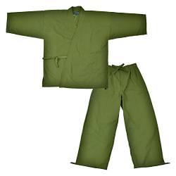 Edoten Herren Japan Kimono Baumwolle 100% Samue - Grün - X-Groß von Edoten