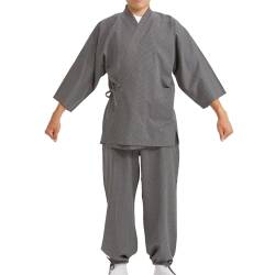 Edoten Herren Japan Kimono Steppkleidung Sasiko Samue, grau, X-Groß von Edoten