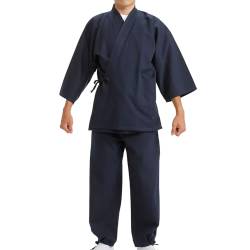 Edoten Herren Japan Kimono gesteppte Kleidung Sasiko Samue, dunkel, marineblau, Large von Edoten