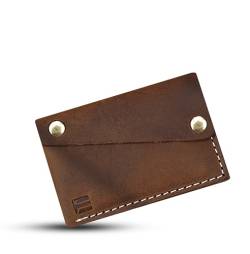 Edozos Minimalistische Leder Snap Kreditkartenetui Crazyhorse Leder Slim Card Wallet für Männer & Frauen ID Karte Visitenkarte ATM Kartenhalter Geld Organizer, dark olive, Length 7 cm x Width 10 cm, von Edozos