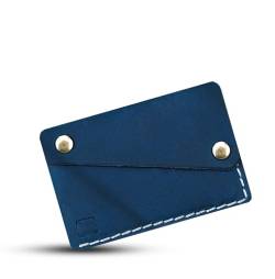 Edozos Minimalistische Leder Snap Kreditkartenetui Crazyhorse Leder Slim Card Wallet für Männer & Frauen ID Karte Visitenkarte ATM Kartenhalter Geld Organizer, ozeanblau, Length 7 cm x Width 10 cm, von Edozos