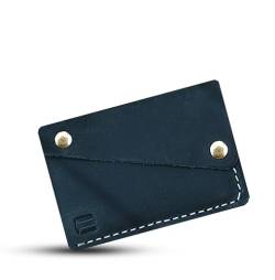 Edozos Minimalistische Leder Snap Kreditkartenetui Crazyhorse Leder Slim Card Wallet für Männer & Frauen ID Karte Visitenkarte ATM Kartenhalter Geld Organizer, stahlgrau, Length 7 cm x Width 10 cm, von Edozos