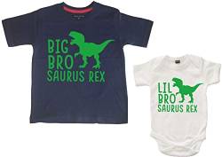 Edward Sinclair Geschenkset "Big Bro Saurus Rex", marineblaues T-Shirt und "Lil Bro Saurus Rex", weißer Body Gr. 9-11 Jahre/3-6 Monate, marineblau / weiß von Edward Sinclair