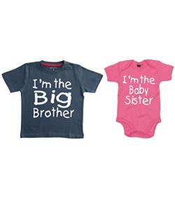 Passendes Set mit "I'm the Big Brother"-T-Shirt und "I'm the Baby Sister"-Body, blau von Edward Sinclair
