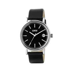 Edwin EPIC Men's 3 Hand-Date Watch, Stainless Steel Case with Black Leather Band von Edwin