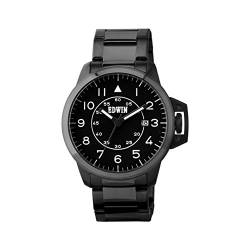 Edwin ESCAPE Men's 3 Hand-Date Watch, Black Stainless Steel Case and Band von Edwin