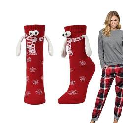 Eelogoo Socken halten sich an den Händen | Freundschaft Hand in Hand Socken 3D Puppensocken | Weihnachtssocken mit den Händen, lustige Weihnachtssocken, magnetische Handsocken für Paare von Eelogoo