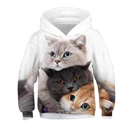 Eenliy Mode Katze Hoodies Teen MäDchen Jungen 3D Gedruckte Kapuzenpullover Kinder Hoodie Loose Pullover Herbst Kinder Streetwear Picture Color 12T von Eenliy