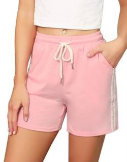 Eennjjooyy Kurze Hose für Damen, Sportshorts mit weißem Band, Fitness, Jogging, Fitnessstudio, Yoga, Hose, Pyjama, Innenbereich, lässig, dehnbar, bequem von Eennjjooyy