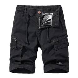 Eesuei Männer Cargotaktische Kurzhosen Mehrfachtaschen Shorts Männer Japanische Streetwear Lässige Mann Jogger Hosen Black L von Eesuei
