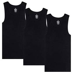 Efit 3-6er-Pack Herren 100% Baumwolle Wife Beater A-Shirts Unterhemd einfarbig gerippt Tank Top, 3 Schwarz, L von Efit