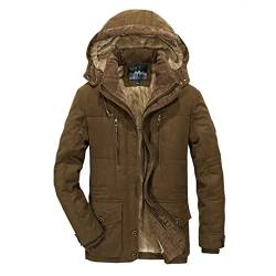 Herren-Parka, Winterjacke für Herren, modisch, Fleece, dick, warm, winddicht, lässig, mit Kapuze von Efloorcoration