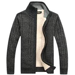 Herren Winter Pullover Male Kleidung Dicker Fleece Casual Cardigan Strickpullover für Männer Mantel von Efloorcoration