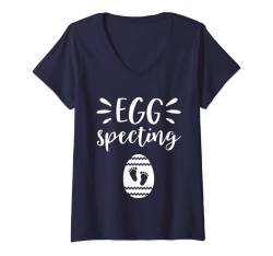 Damen Ostern Schwangerschaft verkünden Shirt EggSpecting Baby Reveal T-Shirt mit V-Ausschnitt von Egg Specting Mom to Be Spring Pregnant Tshirt