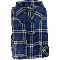 Egomaxx Langarmhemd Kariertes Holzfäller Hemd Flanell Karo Hemd Herrenshirt OHMYS (1-tlg) 7146 in Blau von Egomaxx