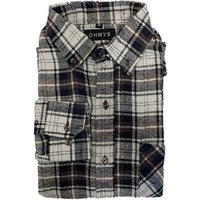 Egomaxx Langarmhemd Kariertes Holzfäller Hemd Flanell Karo Hemd Herrenshirt OHMYS (1-tlg) 7146 in Grau von Egomaxx