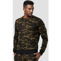 Egomaxx Sweatshirt Sweatshirt Pullover ohne Kapuze mit Armtasche 4240 in Camo Grün von Egomaxx