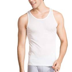 Egurs Herren Tank Top Tanktop aus 105% Natur Seide Sanft Komfortabel ärmelloses T-ShirtsWeiß XL von Egurs