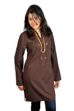 Egypt Bazar Bestickte Damen-Tunika Top/Bluse Tunika-Kleid, Farbe:braun (56-58 (3XL)) von Egypt Bazar