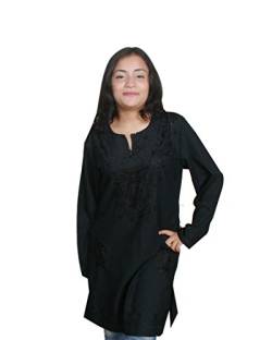 Egypt Bazar Bestickte Damen-Tunika Top/Bluse Tunika-Kleid, Größe: 2XL, schwarz von Egypt Bazar