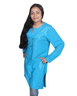 Egypt Bazar Bestickte Damen-Tunika Top/Bluse Tunika-Kleid, Größe: 3XL, türkis von Egypt Bazar