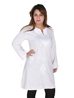 Egypt Bazar Bestickte Damen-Tunika Top/Bluse Tunika-Kleid, Größe: 3XL, weiß von Egypt Bazar