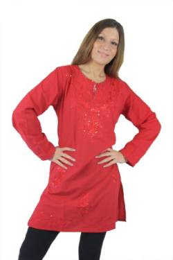 Egypt Bazar Bestickte Damen-Tunika Top/Bluse Tunika-Kleid, Größe: XL, rot von Egypt Bazar
