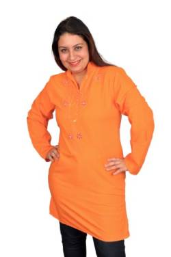 Egypt Bazar Bestickte Damen-Tunika Top/Bluse Tunika-Kleid, orange (52-54 (2XL)) von Egypt Bazar