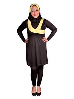 Egypt Bazar Ganzkörper islamischer Badeanzug im Burkini Stil muslimischer Schwimmanzug (as3, Alpha, 4X_l, Regular, Regular, Schwarz/gelb) von Egypt Bazar