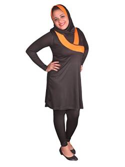 Egypt Bazar Ganzkörper islamischer Badeanzug im Burkini Stil muslimischer Schwimmanzug (as3, Alpha, xx_l, Regular, Regular, Schwarz/orange) von Egypt Bazar