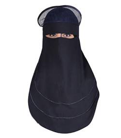 Egypt Bazar Niqab dreilagig - Hijab Gesichtsschleier Burka Khimar Islamische Gebetskleidung, Nachtblau von Egypt Bazar