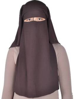 Egypt Bazar Niqab dreilagig - Hijab Gesichtsschleier Burka Khimar Islamische Gebetskleidung (Braun) von Egypt Bazar