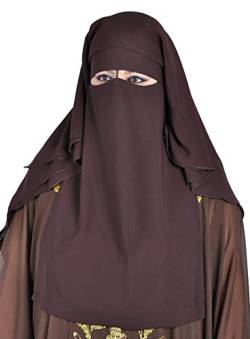 Egypt Bazar Niqab dreilagig - Hijab Gesichtsschleier Burka Khimar Islamische Gebetskleidung (Dunkel-lila) von Egypt Bazar