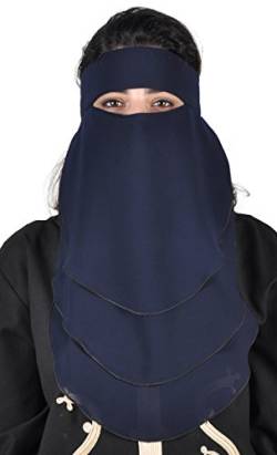 Egypt Bazar Niqab dreilagig - Hijab Gesichtsschleier Burka Khimar Islamische Gebetskleidung (Nachtblau) von Egypt Bazar