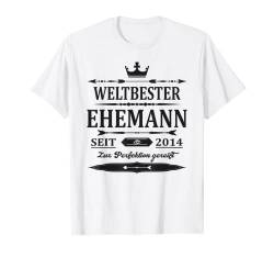 Herren Weltbester Ehemann Seit 2014 Vintage Hochzeitstag Jubiläum T-Shirt von Ehemann Geschenk Ehefrau Ehe Hochzeitsgeschenke