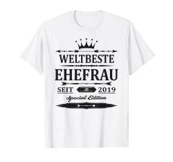 Weltbeste Ehefrau Seit 2019 Vintage Hochzeitstag Jubiläum T-Shirt von Ehemann Geschenk Ehefrau Ehe Hochzeitsgeschenke