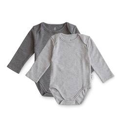 Ehrenkind® Baby-Body 2er Set | 100% Bio-Baumwolle | Wickelbody | Standard 100 by OEKO-TEX Body Baby | Baby Body langarm | Grau Melange + Dunkelgrau Melange Gr. 50/56 von Ehrenkind