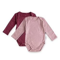 Ehrenkind® Baby-Body 2er Set | 100% Bio-Baumwolle | Wickelbody | Standard 100 by OEKO-TEX Body Baby | Baby Body langarm | Rose Melange + Pflaume Melange Gr. 50/56 von Ehrenkind