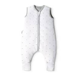 Ehrenkind® Baby Sommerschlafsack mit Füßen | Bio-Baumwolle | Sommer Schlafsack Gr. 100 Farbe Weiß mit grauen Sternen | 1 Tog von Ehrenkind