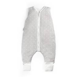 Ehrenkind® Baby Sommerschlafsack mit Füßen | Bio-Baumwolle | Sommer Schlafsack Gr. 80 Farbe Grau mit weißen Punkten | 1 Tog von Ehrenkind