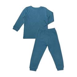 Ehrenkind® Schlafanzug Kinder | 100% Bio-Baumwolle | Unisex | Standard 100 by Oeko-TEX | 110/116 Blau Waffel |Pyjama Jungen und Mädchen | Schlafanzug lang von Ehrenkind