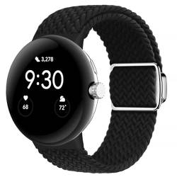 Eiavike Geflochtene Bänder Magnetverschluss kompatibel mit Google Pixel Watch/Pixel Watch 2, verstellbare, dehnbare Nylon-Armbänder für Google Pixel Watch, Armbänder für Damen und Herren (schwarz) von Eiavike