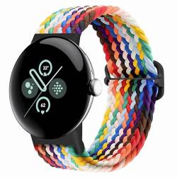 Eiavike Geflochtene Bänder Solo Loop, kompatibel mit Google Pixel Watch 2/Pixel Watch, verstellbare, dehnbare Nylon-Armbänder mit verbessertem Anschluss für Google Pixel Watch 2/1, Armbänder für Damen von Eiavike
