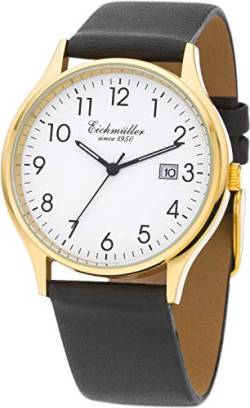 Eichmüller Herrenuhr Analog Quartz Datum 5ATM mit Lederarmband EM3051-02 von Eichmüller since 1950