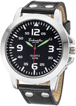 Eichmüller Herrenuhr RE1009 schwarz Lederband 45 mm von Eichmüller