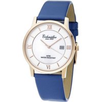 Eichmüller Quarzuhr Damenuhr 3250-06 azurblau/rose/perlmutt Lederband 37 mm von Eichmüller