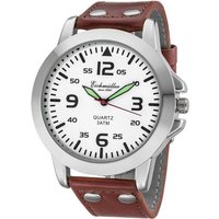 Eichmüller Quarzuhr Herrenuhr RE1007 weiss-braun Lederband 45 mm von Eichmüller