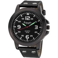 Eichmüller Quarzuhr Herrenuhr RE1008 schwarz-schwarz Lederband 45 mm von Eichmüller