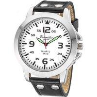 Eichmüller Quarzuhr Herrenuhr RE1010 weiss-schwarz Lederband 45 mm von Eichmüller